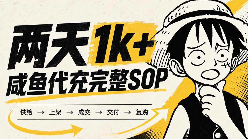 Yellow cover for the Xianyu SOP post, with a Luffy illustration